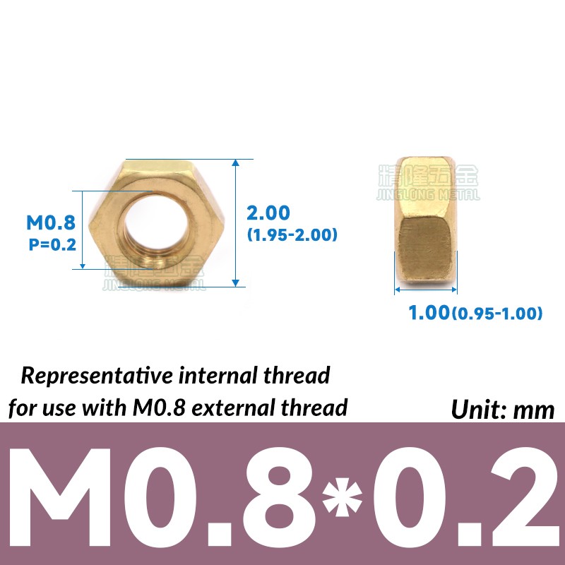 M0.8 M1 M1.2 M1.4 1.6 2 2.5 M3 3.5 4 5 6 BRASS NUTS HEX FULL NUT BRASS – DIN 934