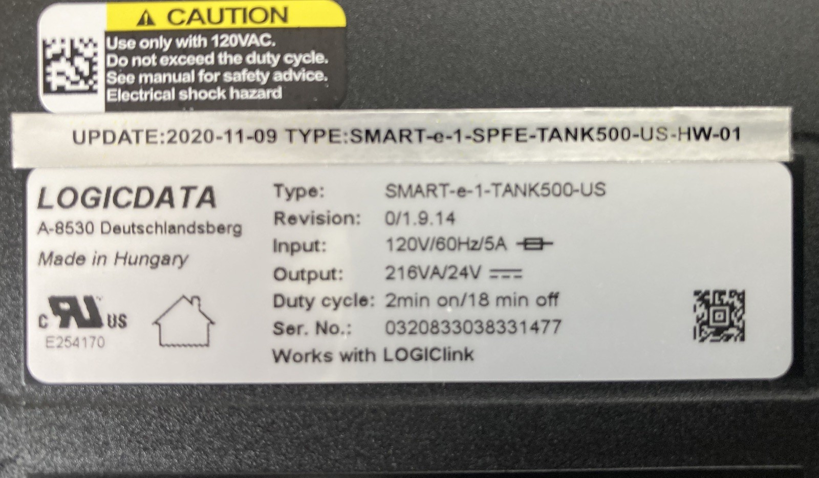 LOGICDATA SMART -e-1-Tank500-US Desk Control Unit-Module and Cables