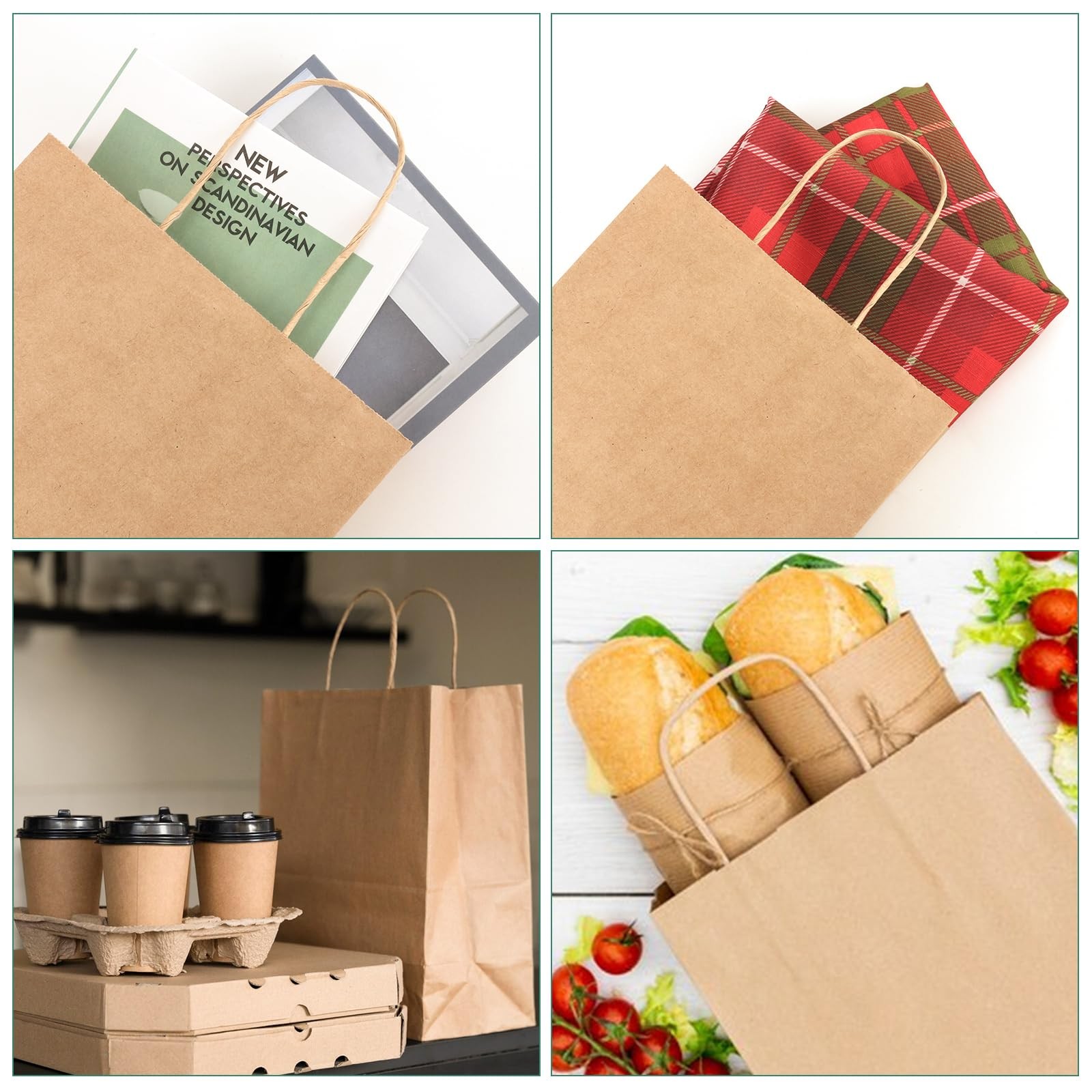 XPCARE 100Pack Brown Paper Bags 8×4.5×10 Inch, 1 Count (Pack of 100),