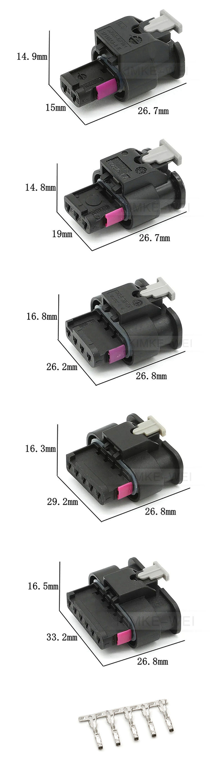 2/3/4/5/6 Pin Automotive Female Connector Plug Kit for VW Audi Seat Skoda BMW