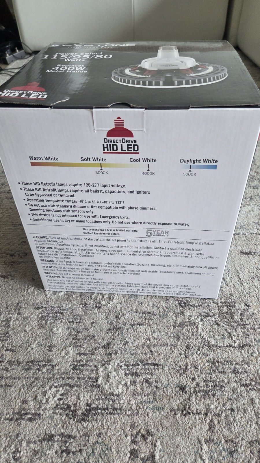 B3 Keystone LED HID High Bay Retrofit 400W Light KT-LED115PSHID-V-EX39-8CSB-D