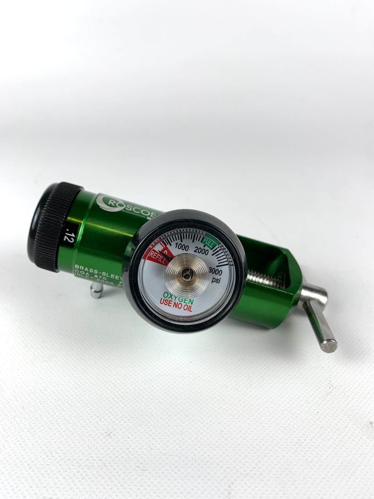 Roscoe Oxygen Tank O2 Regulator RMI-08Mini 3000 PSI / 0-8 L/min