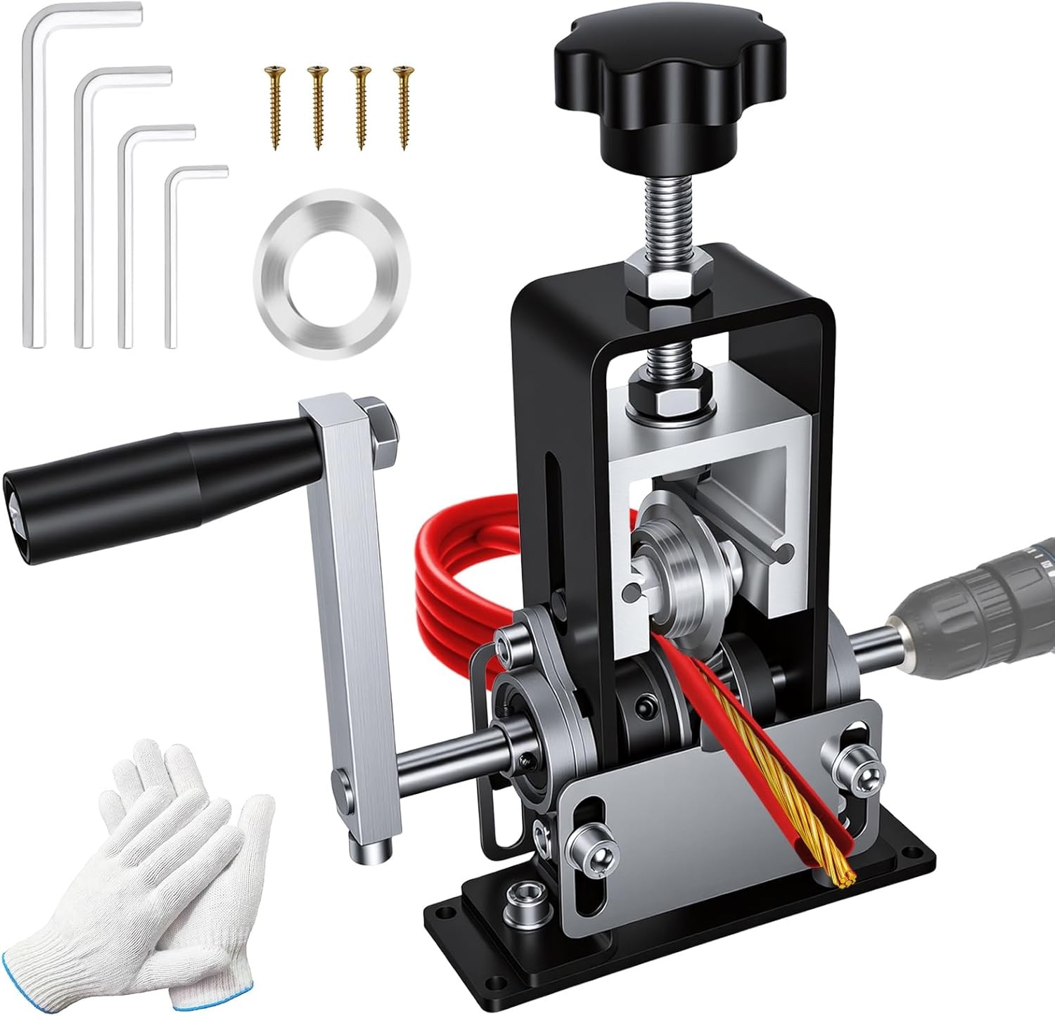 Manual Wire Stripper 0.06-1″ Drill Powered Hand Crank Copper Recycling Tool