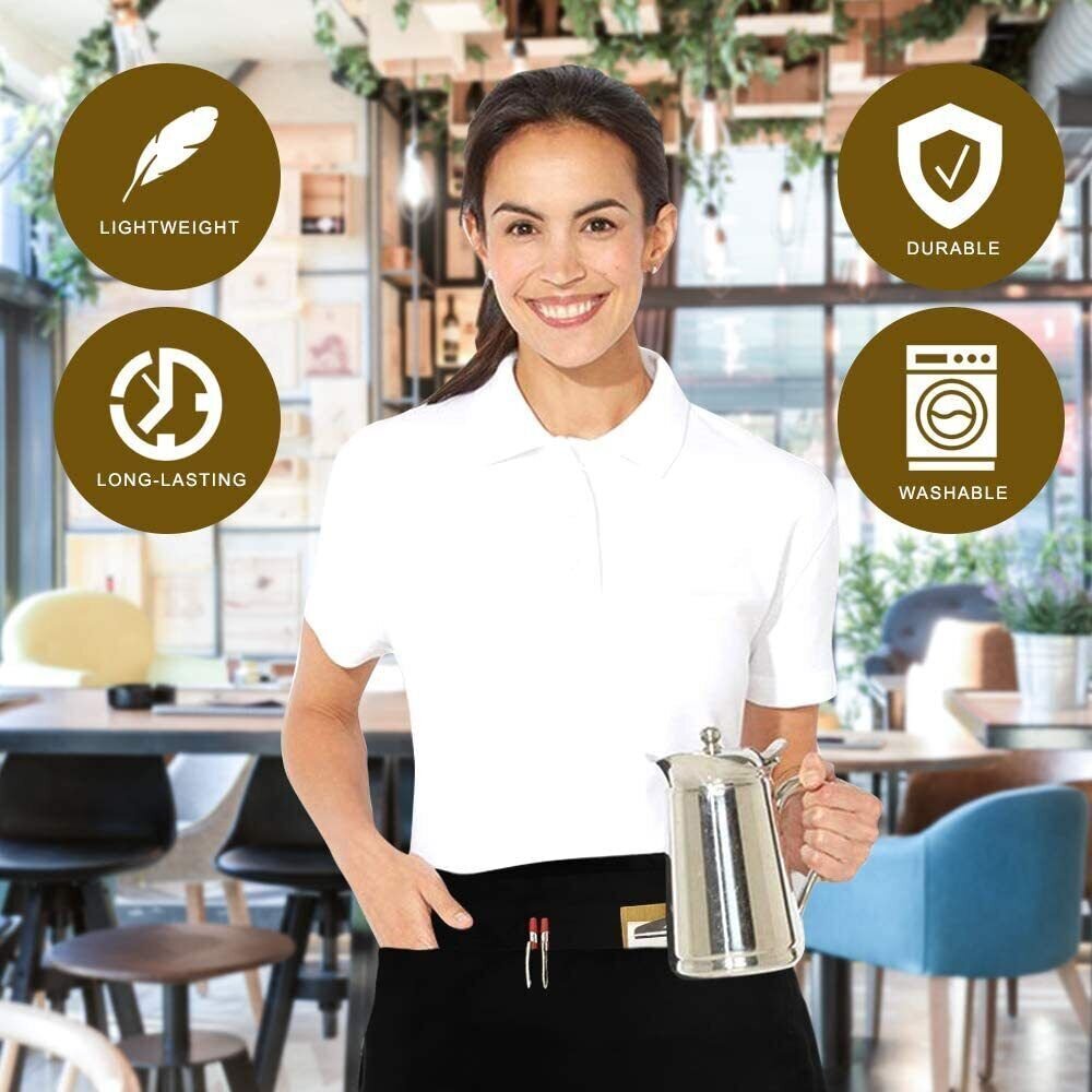 Aprons Waist Aprons with 3 Pockets Black /12 Pack Waitress Hotel Home