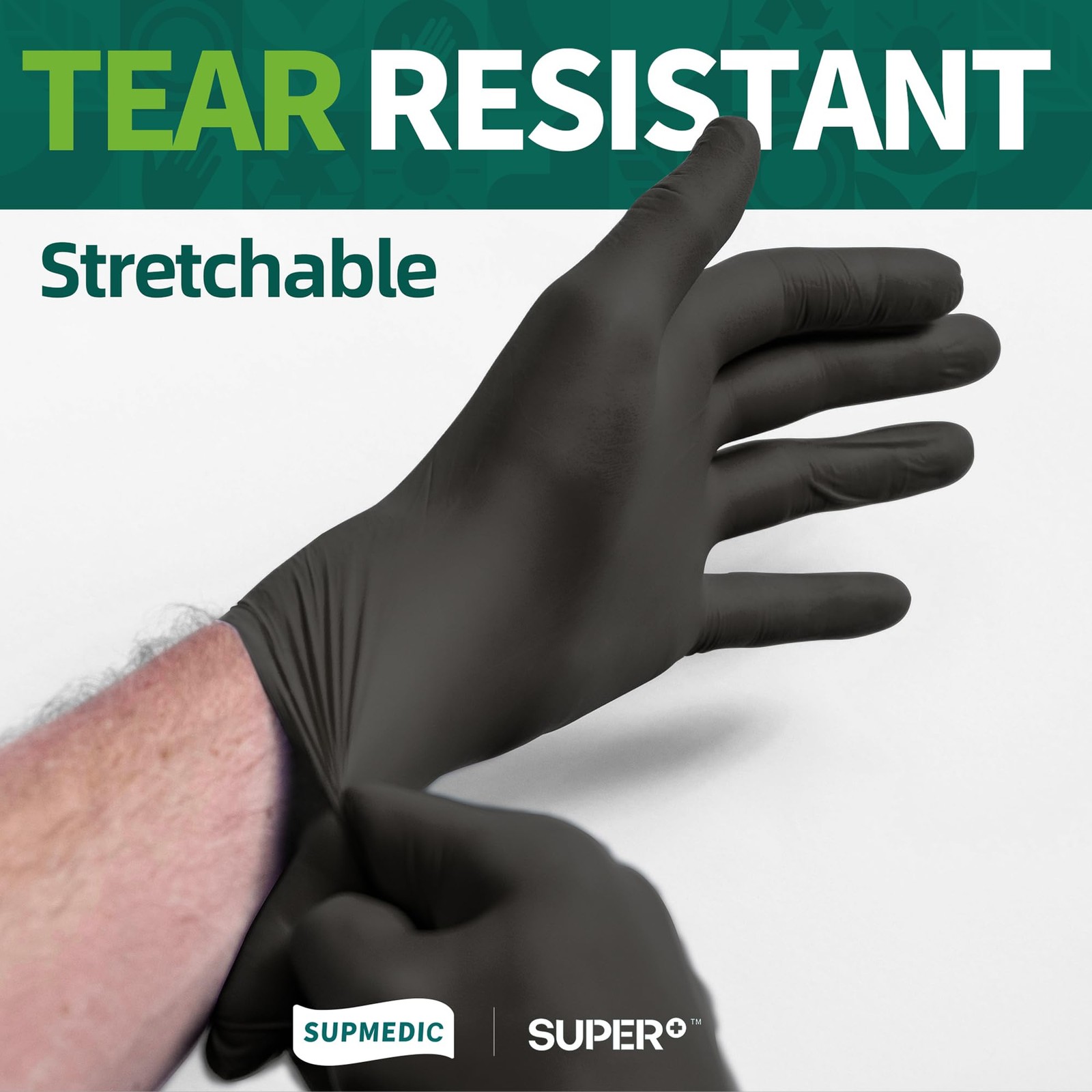 Supmedic Vinyl Disposable Exam Gloves, Black 4 Mil Small, 100 Small (Black)