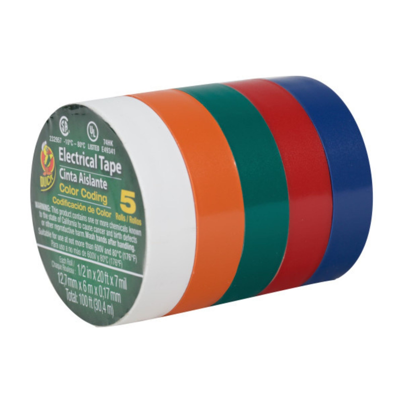 Duck Brand Multi-Color Electrical Tape [7 mils thick]: 1/2 in. x 20 ft. Assorted