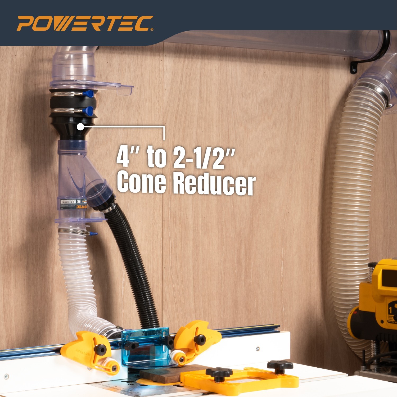 POWERTEC 70136-P2 4-Inch Hose to 2-1/2 Inch Hose Cone Reducer, 2PK