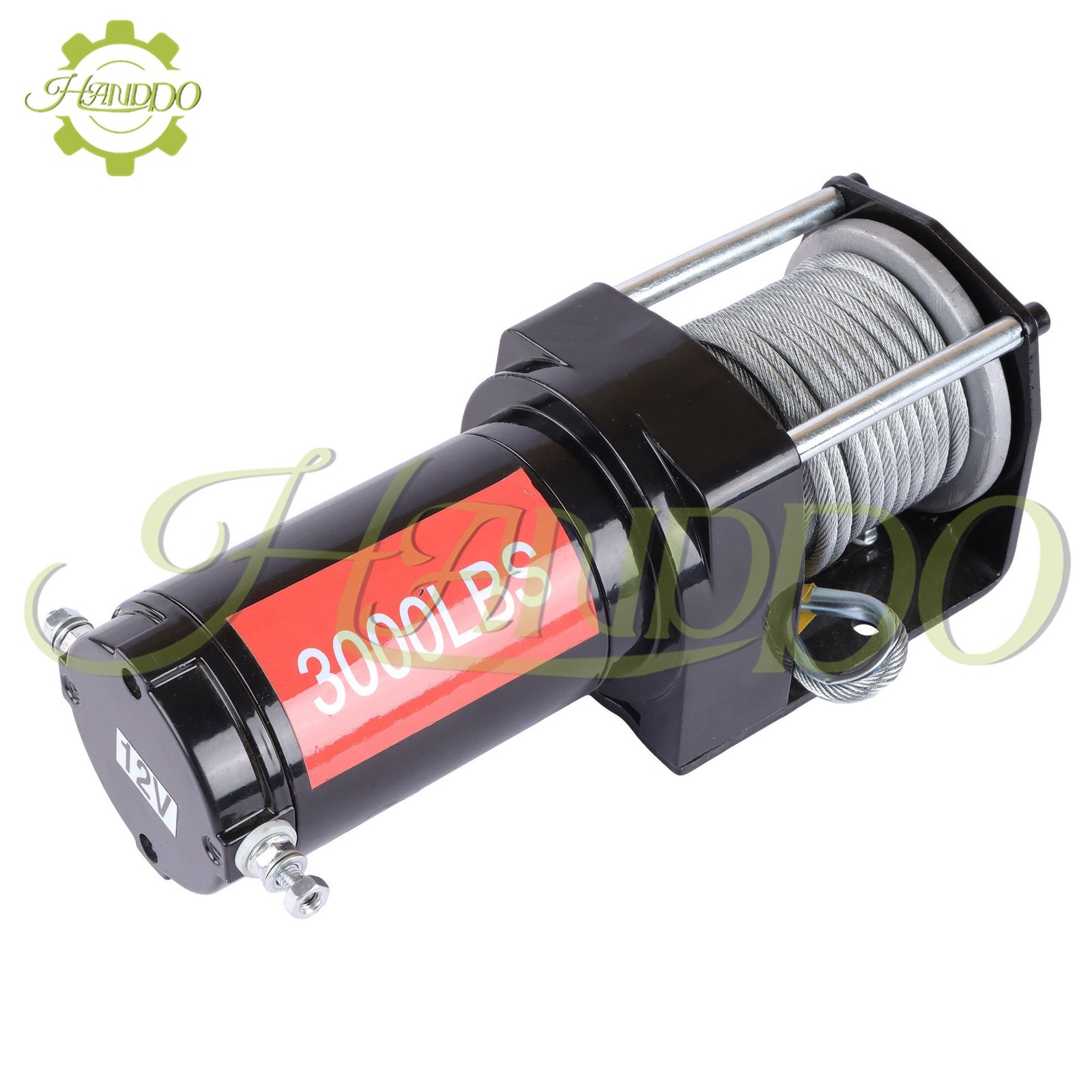 3000lbs Electric Winch 32ft Synthetic Rope 12VDC/1.3HP 2.5m Wired Remote IP55