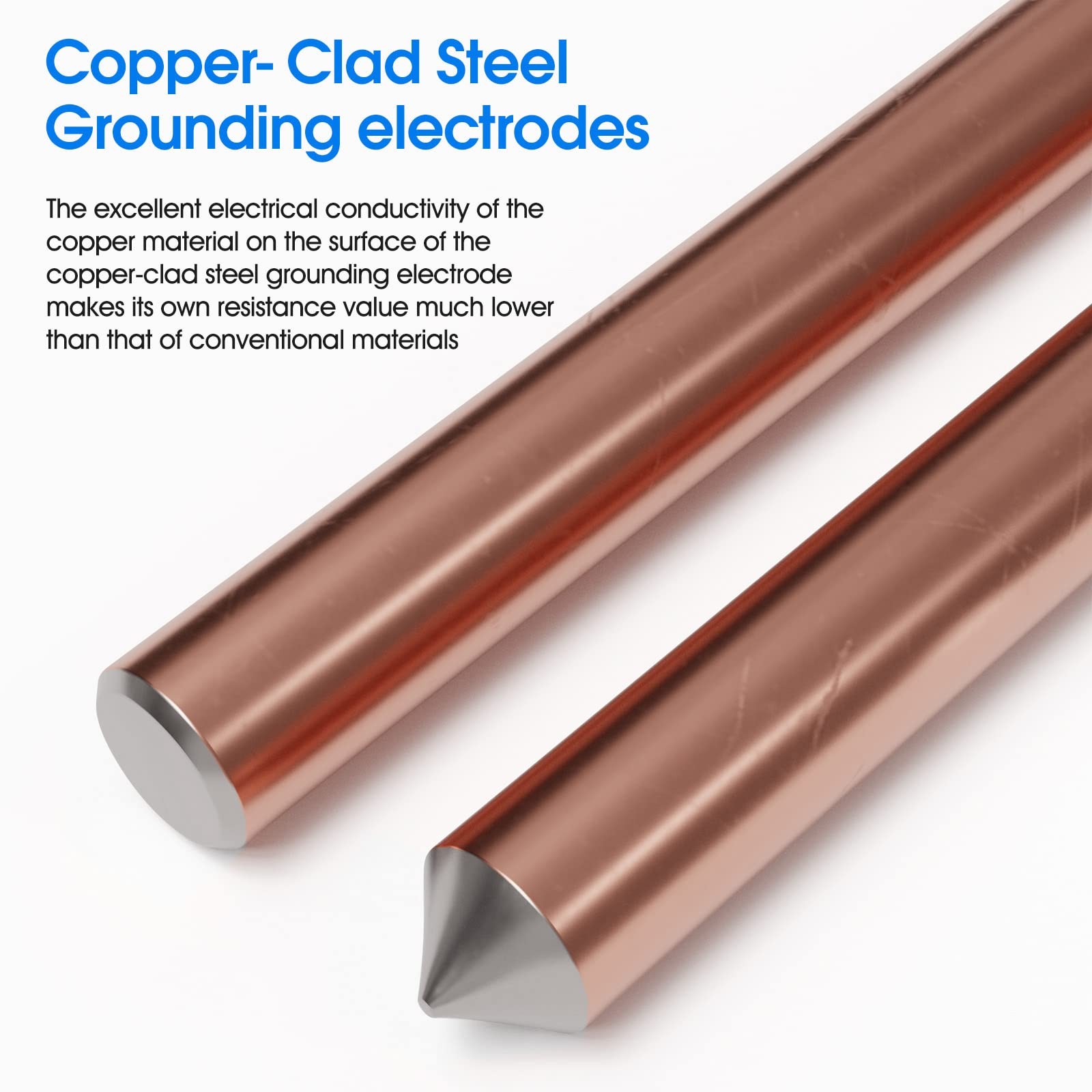 8ft Ground Rod Kit 5/8 Bonded Electrical Copper Grounding With Bronze Clamp Ul