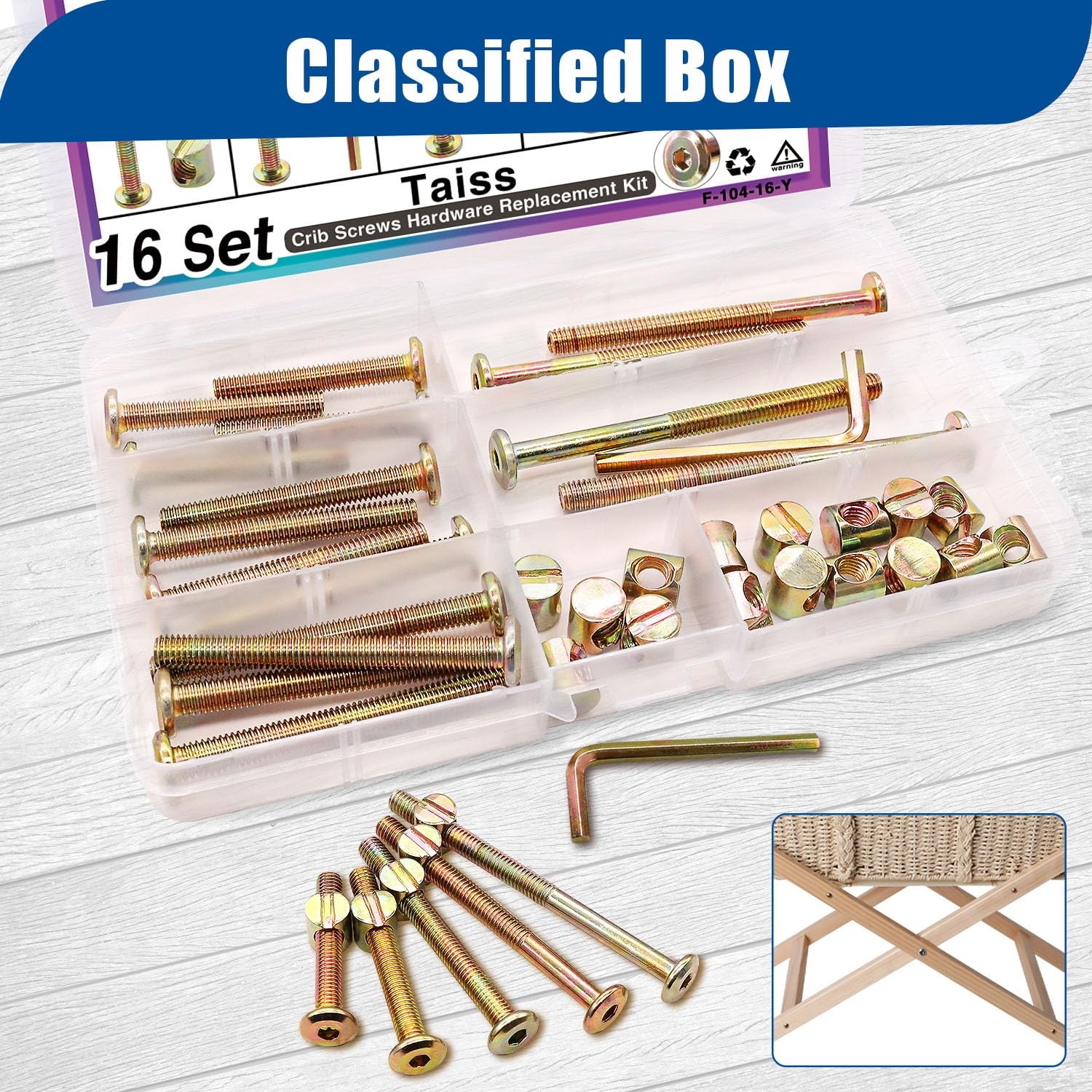Bronze Crib Screws M6x40mm/50mm/60mm/70mm/80mm 16 Piece Set Hardwood Baby Bed
