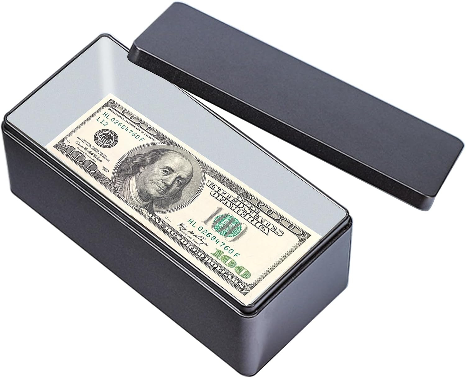 Black Metal Cash Box Money Holder Money Box for Cash Single Row Currency Tray Mo