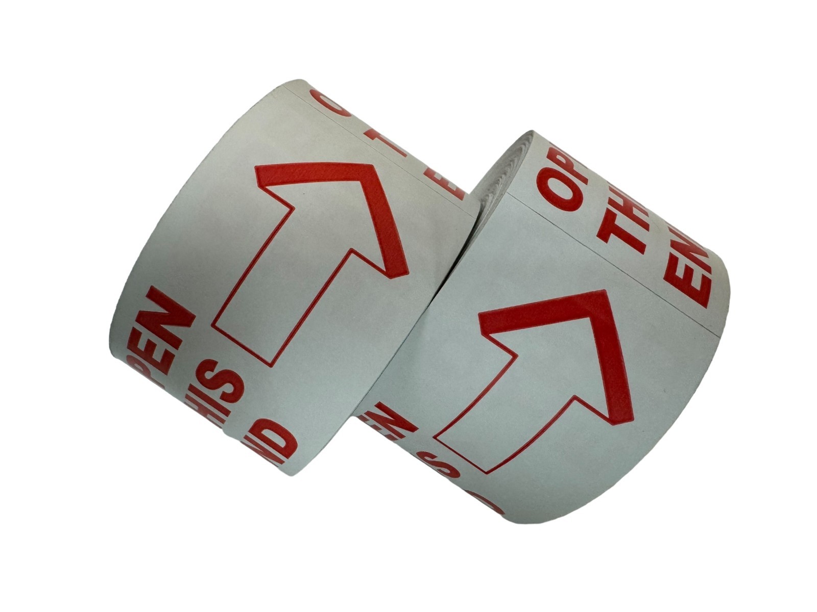 2×4 Open This End Arrow Stickers – White & Red This Side Up 1000 Labels (2 RLS)