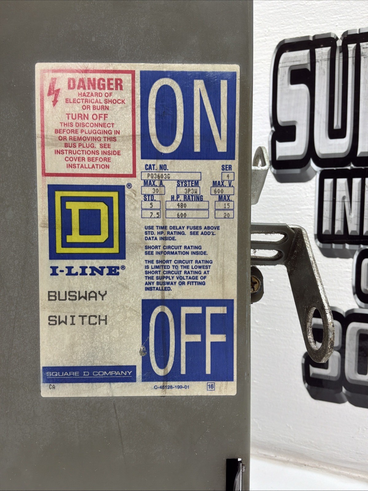 Square D I-Line Busway Switch PQ3603G 30 A 3P3W 600V 20HP