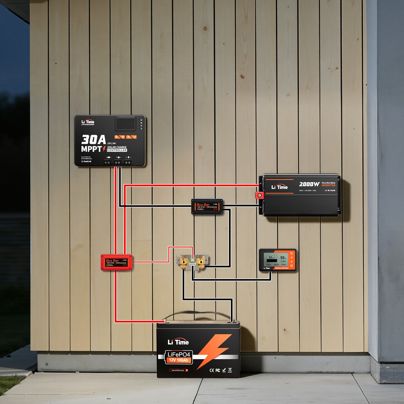 LiTime 500A 8V-120V Battery Monitor with Shunt with Capacity Percentage Display