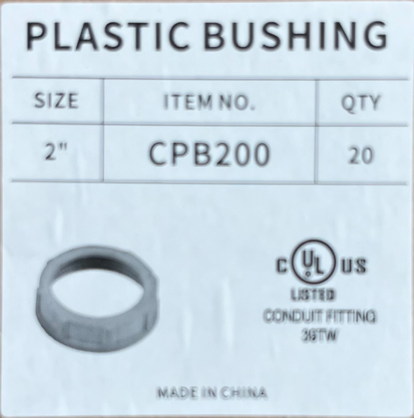 2″ Thermoplastic Insulating Rigid Metal Conduit Bushing PVC UL CSA 100 pc