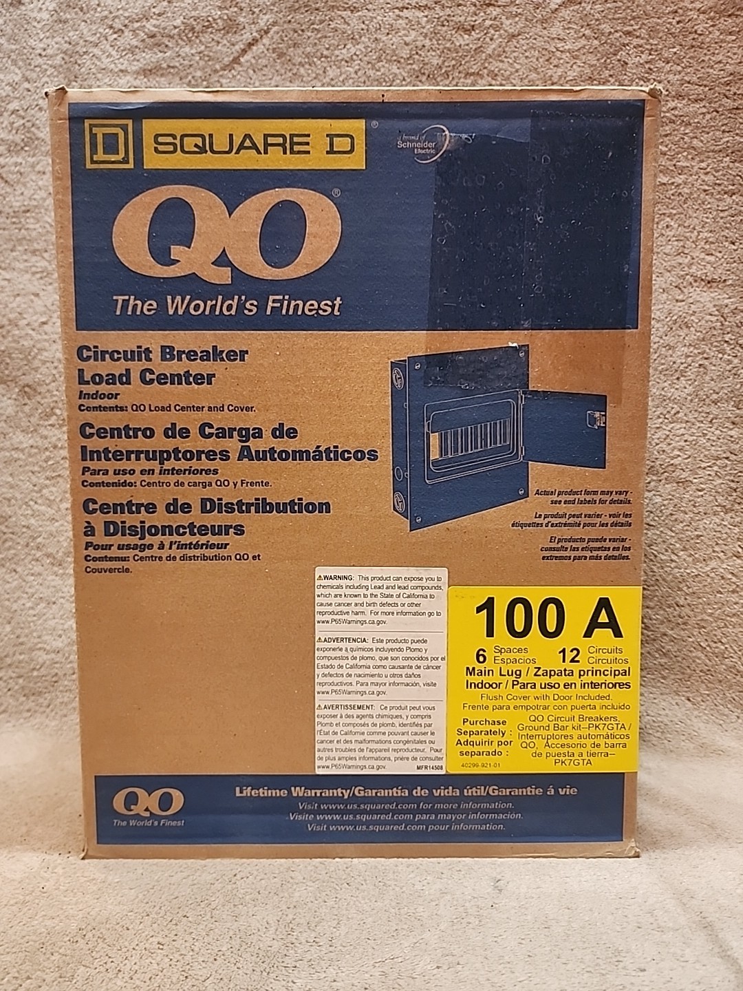 Square D Main Lug Load Center Indoor Flush Mount 100A 6:S, 12:C #QO612L100DF