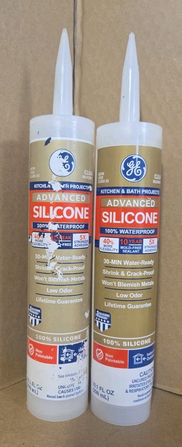 2 GE General Electric Advanced 100% Waterproof Silicone Clear Kitchen Bath 10.1