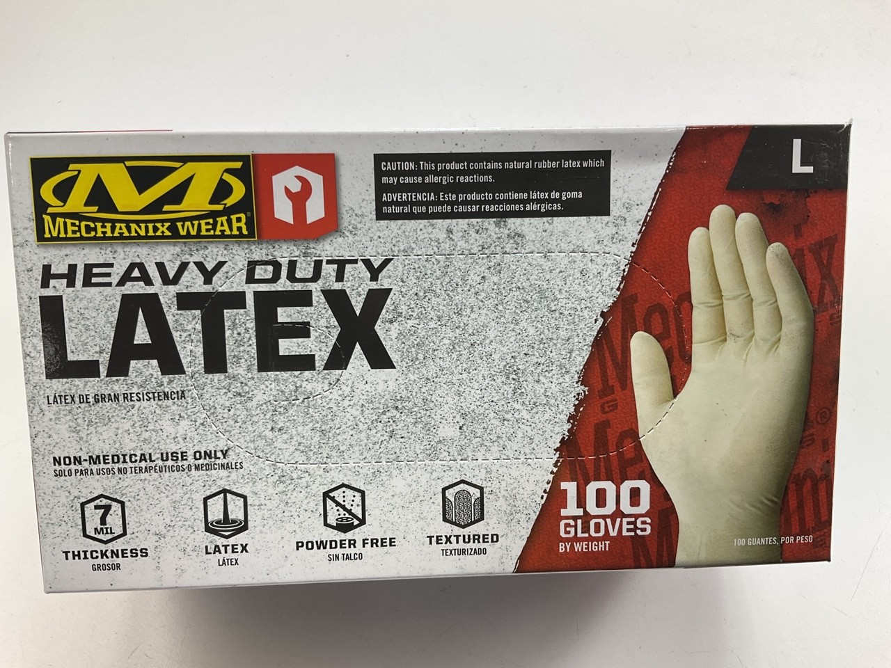Powder Free, 7 MIL, Textured HEAVY DUTY Mechanics Latex Gloves LARGE, 100 PACK