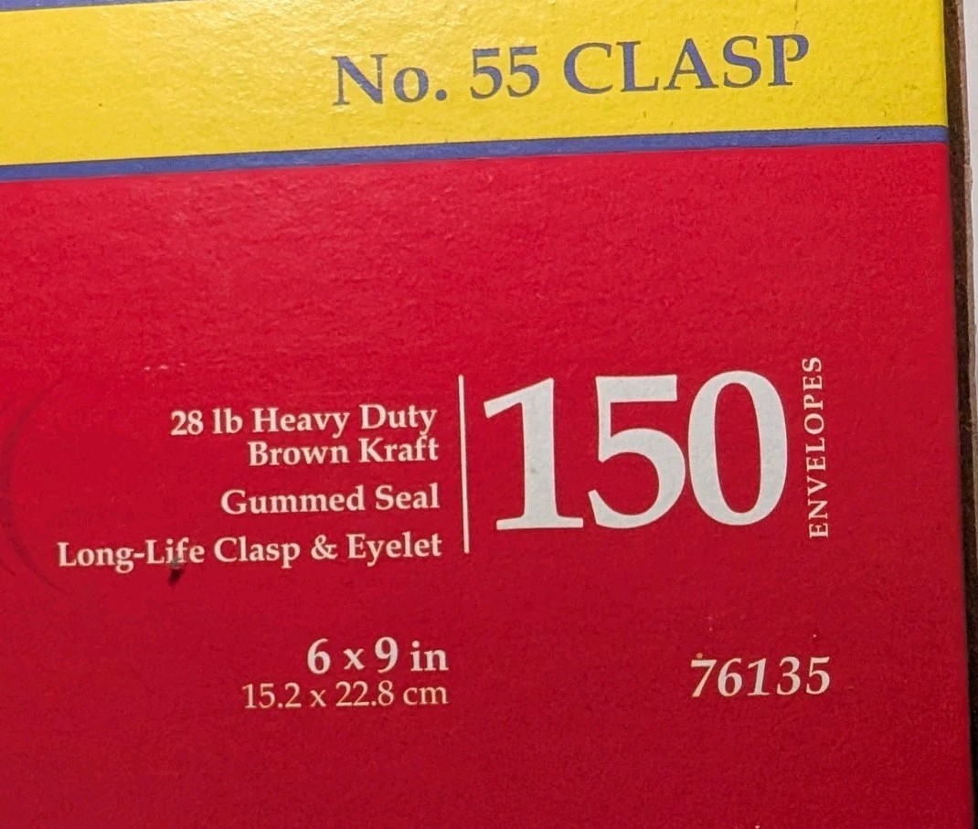 Box of 150 COLUMBIAN Heavy Duty CLASP Brown KRAFT Envelopes 6×9″ Inches 76135