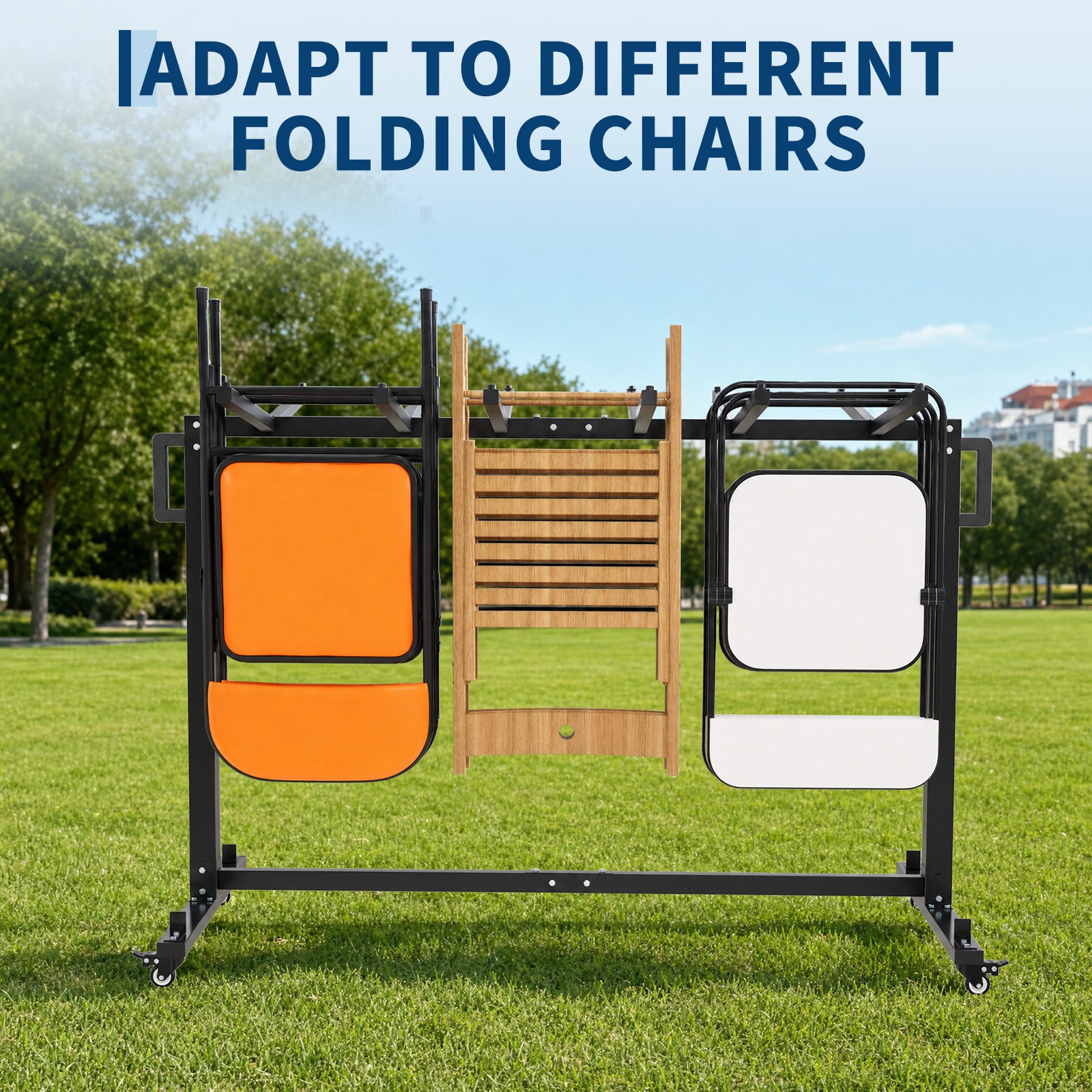 660 LBS Folding Chair Table Cart, Holds 42 Chairs or 12 Tables, Brake Casters