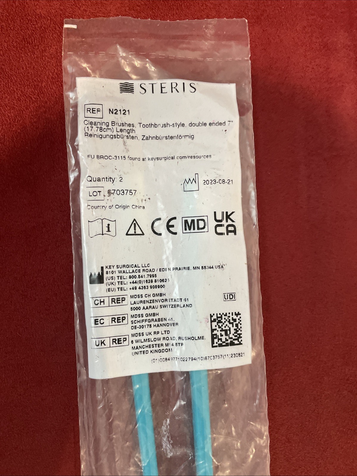 STERIS S2100 Toothbrush Style Surgical Instrument Cleaning Brushes 7″ Pack of 2