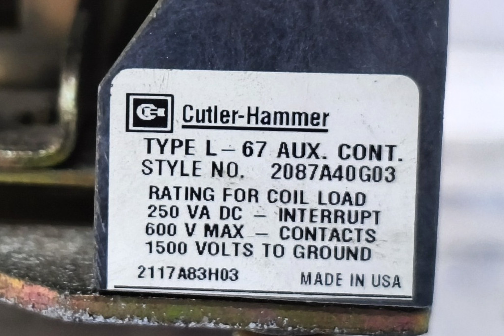 CUTLER-HAMMER TYPE DPM CONTACTOR 1250A 1000VDC 2120A07G13