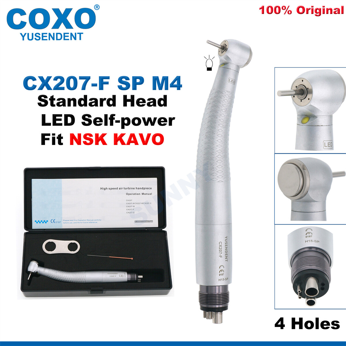 COXO Dental LED Handpiece High Speed Handpiece E Generator 2/4Holes Fit NSK KAVO