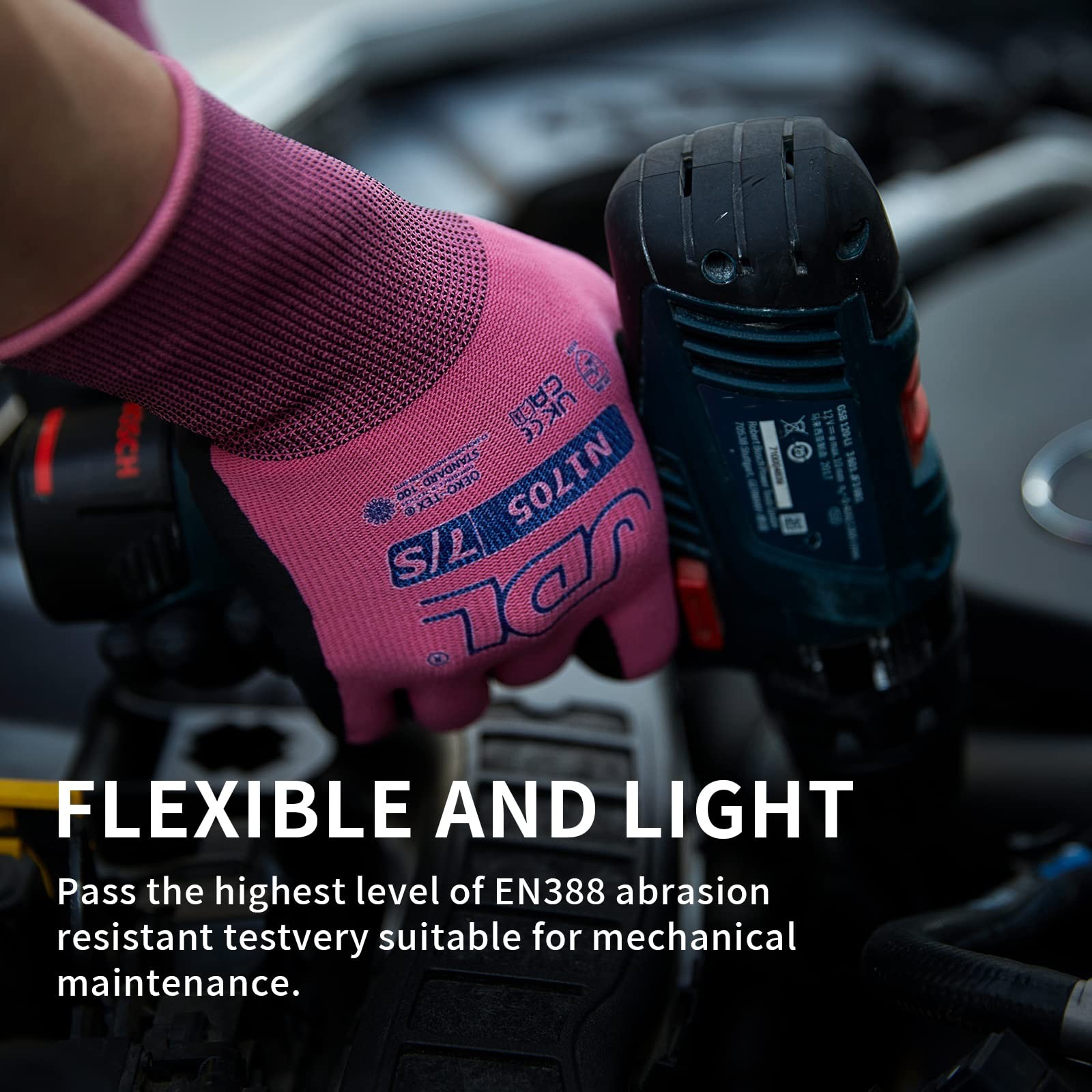 3 Pairs Microfoam Nitrile-Coated Nylon Work Gloves for Women & Men, Touchscre…