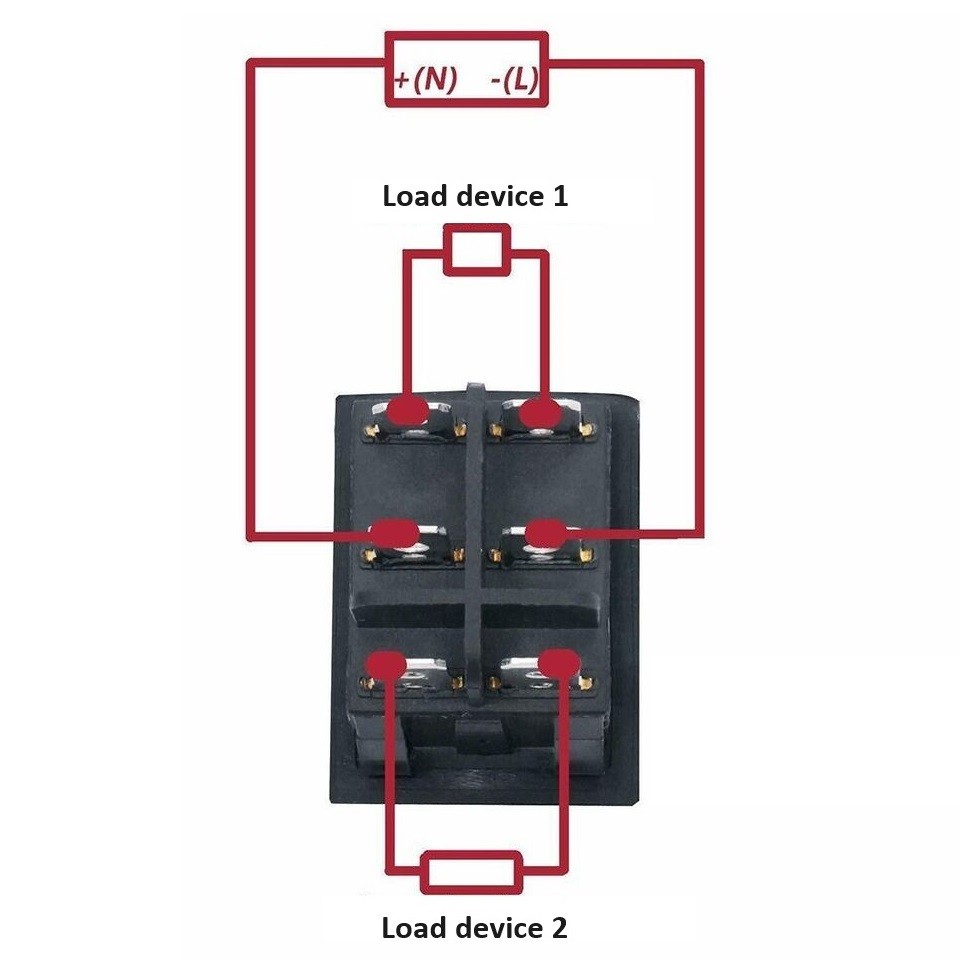 2x On/Off/On 6-Pin DPDT Rocker Switch 3-Position Rating 15A 250V/20A 125V AC DC