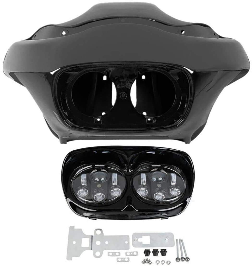 Front Fairing ABS with 5.75in Dual LED Headlight For FLTR 1998-2013