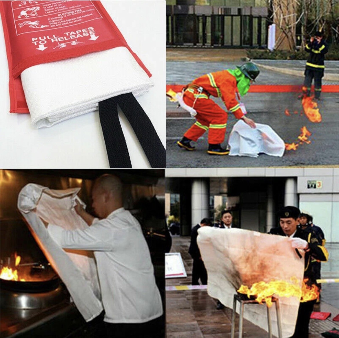 4 PACK FIRE BLANKET Fiberglass Hero 40»x40» Emergency Home US *FREE SHIPPING*