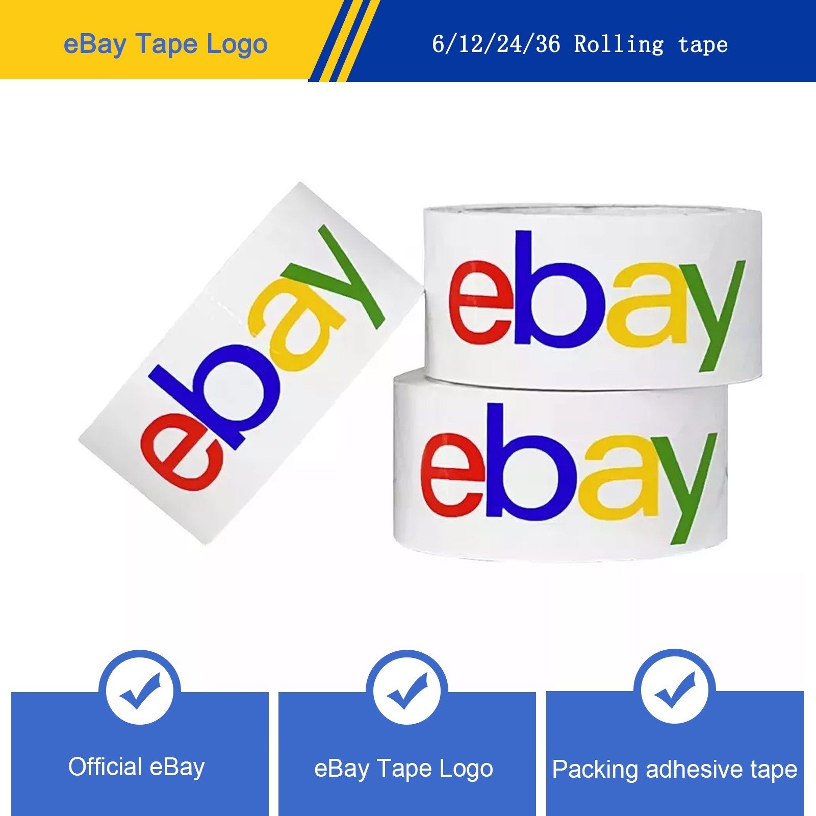 12-24pcs rolls 2″x75 yds shipping packaging colour logotapeexpress Official ebay