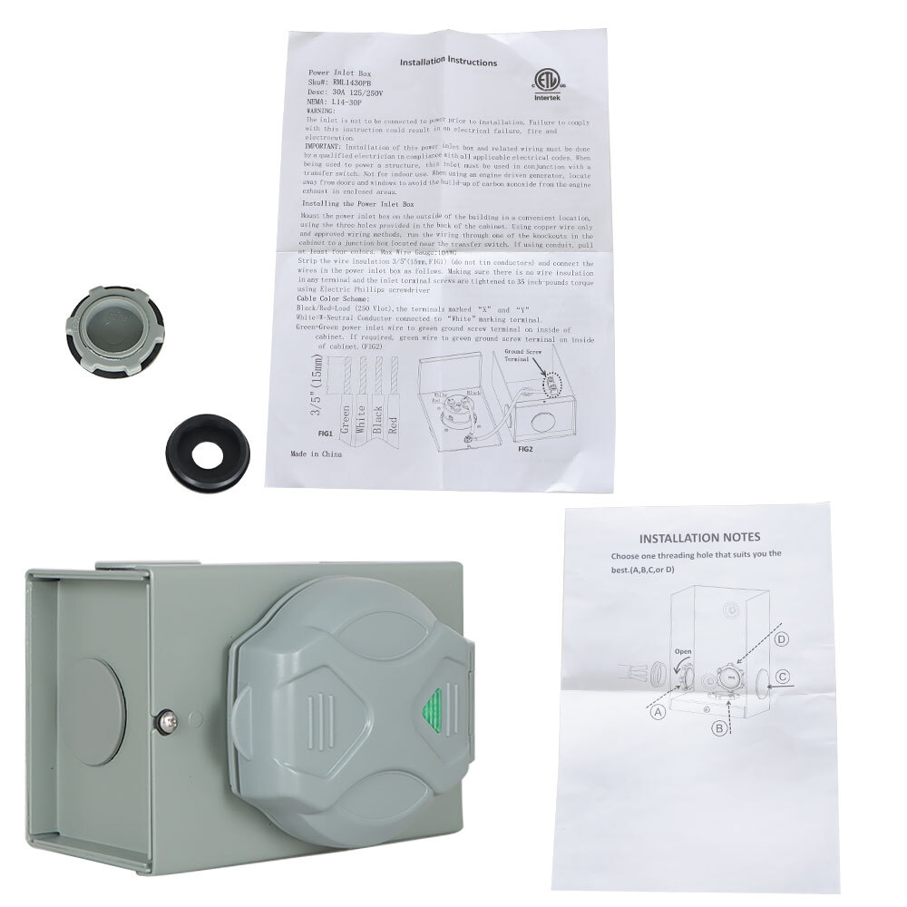 30 Amp Generator Power Inlet Box Weatherproof For 4 Prong Generator Cord Outdoor