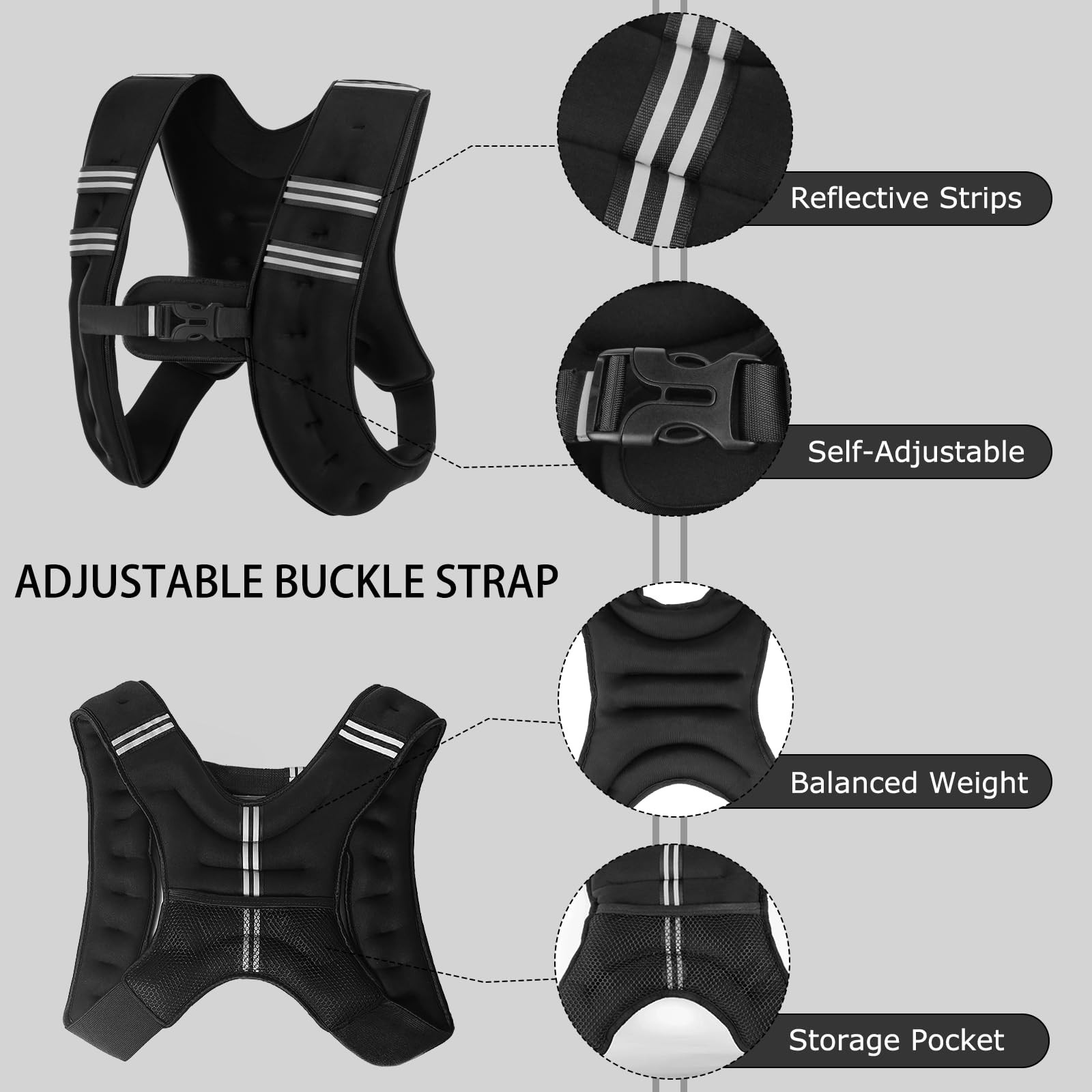 Weighted Vest, 6.5lb/3KG Weight Vest with Reflective Stripe, Body Weight Vest…
