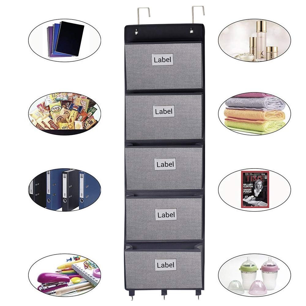homyfort Over the Door File Organizer, Wall Hanging File Folders with 5 Large…