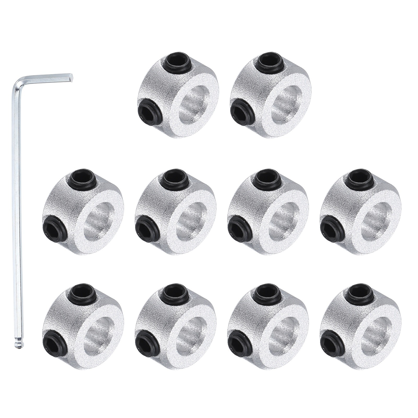 10Pack Shaft Collars, 5mm Bore 6mm t Axle Collars 11mm OD, Silver