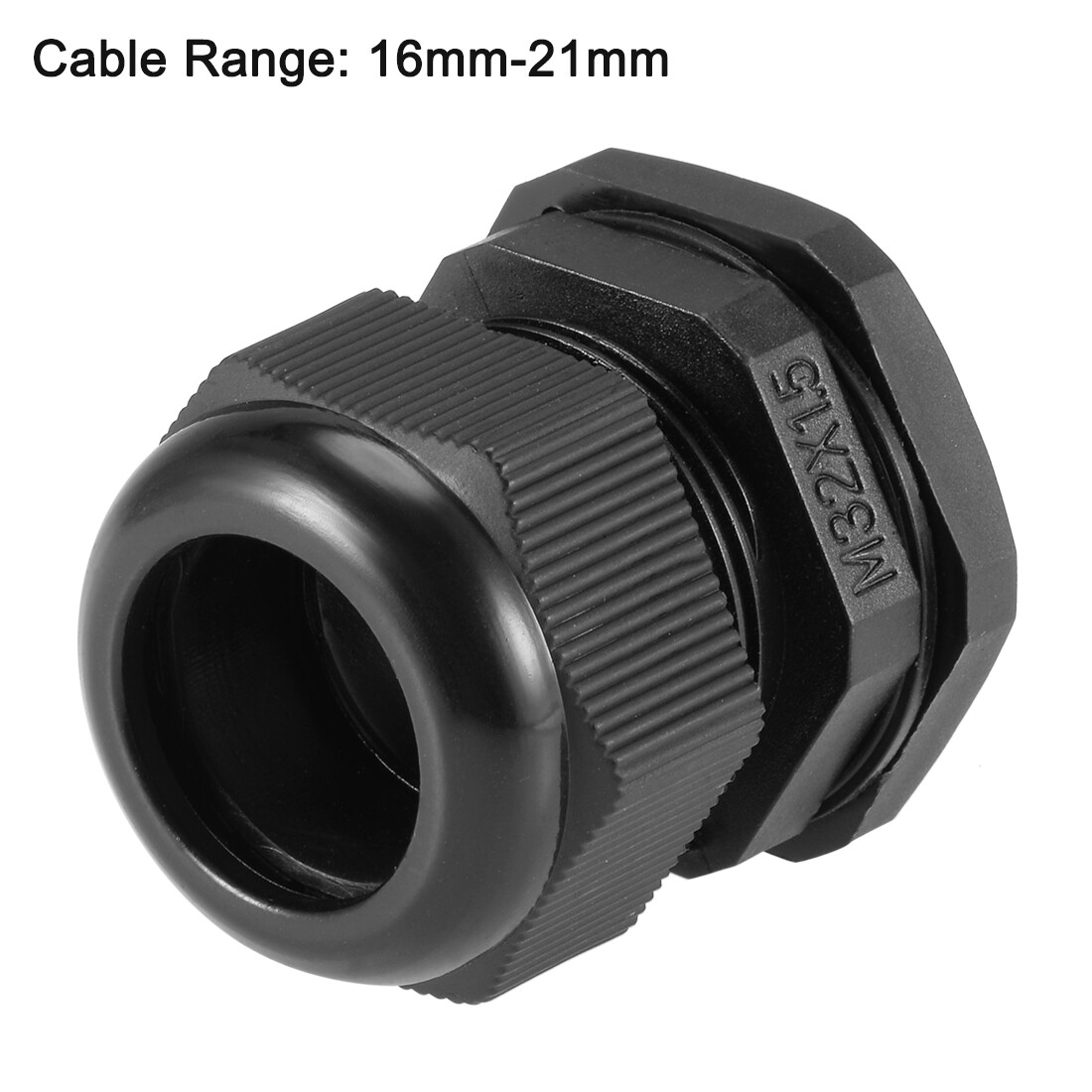 10pcs IP68 Black Cable Gland Locknut M32x1.5 16mm-21mm Wire Hole Waterproof