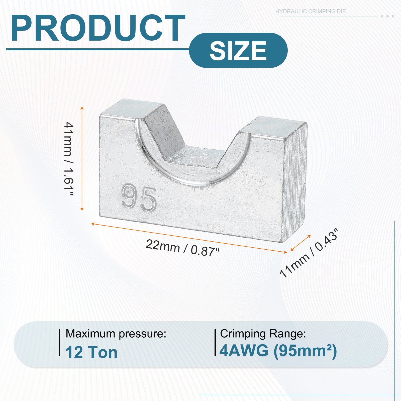 Hydraulic Crimping Die 95mm 8 Ton Hexagon Crimper Dies for YQK-120 Crimper Tool