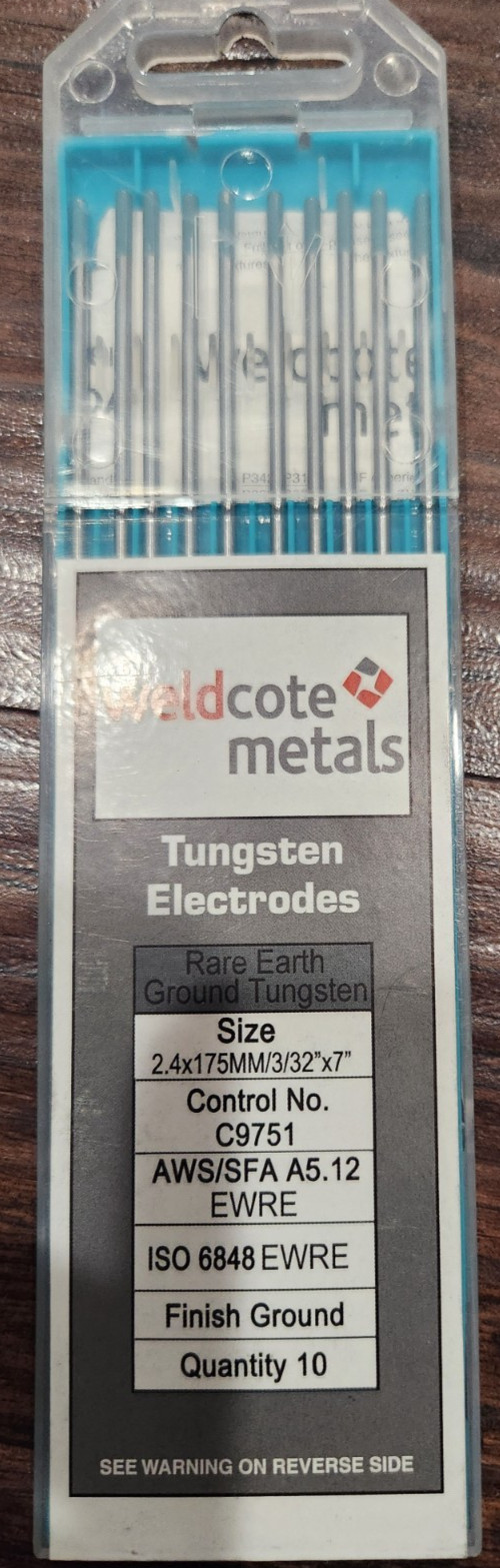 WELDCOTE TUNG332X7RE 3/32 X 7″ RARE EARTH TIG TUNGSTEN ELECTRODE, 10/PACK