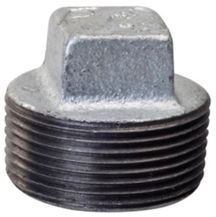3″ M-NPT 150 lb Galvanized Malleable Iron Square Cored Pipe Plug QTY: 1