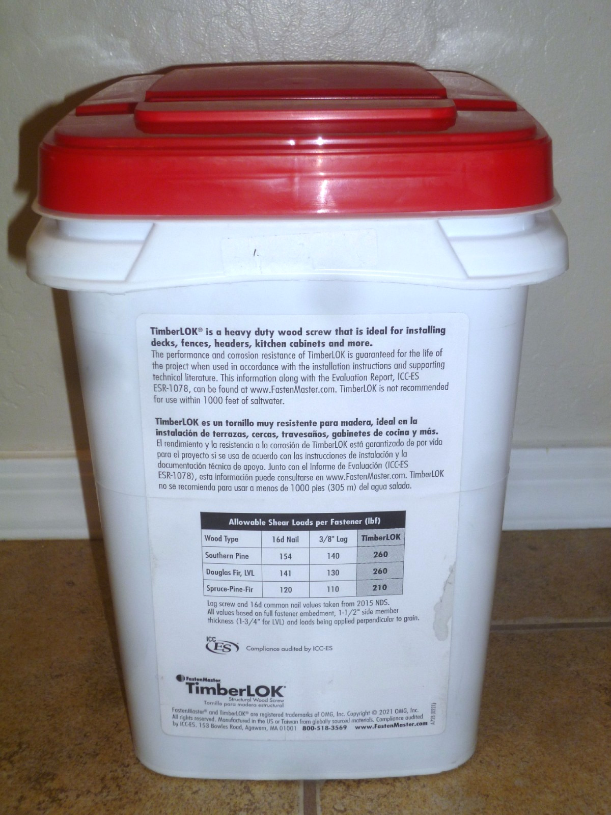 FastenMaster Timberlok 2-1/2” Structural Wood Screws 500 ct. FMTLOK212-500
