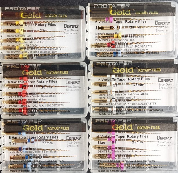 12xDentsply ProTaper Gold Rotary Files F1,F2,F3,S1,S2,SX-F3 6 files/pack