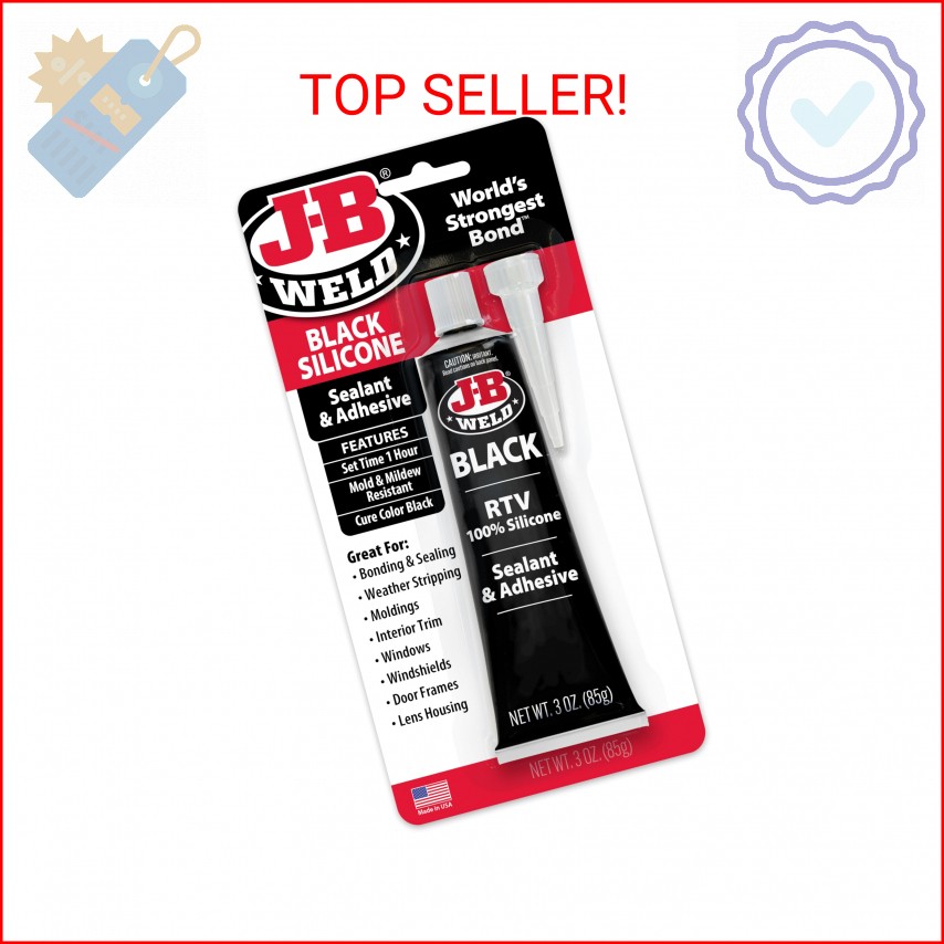 J-B Weld 31319 Black RTV Silicone Sealant and Adhesive – 3 oz.