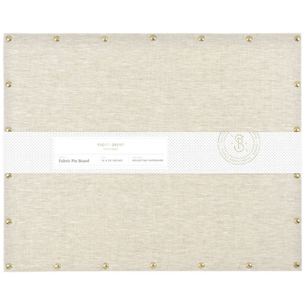 Sugar Paper Essentials 16″x20″ Fabric Pin Board: Wall Mount Bulletin Board, Flax