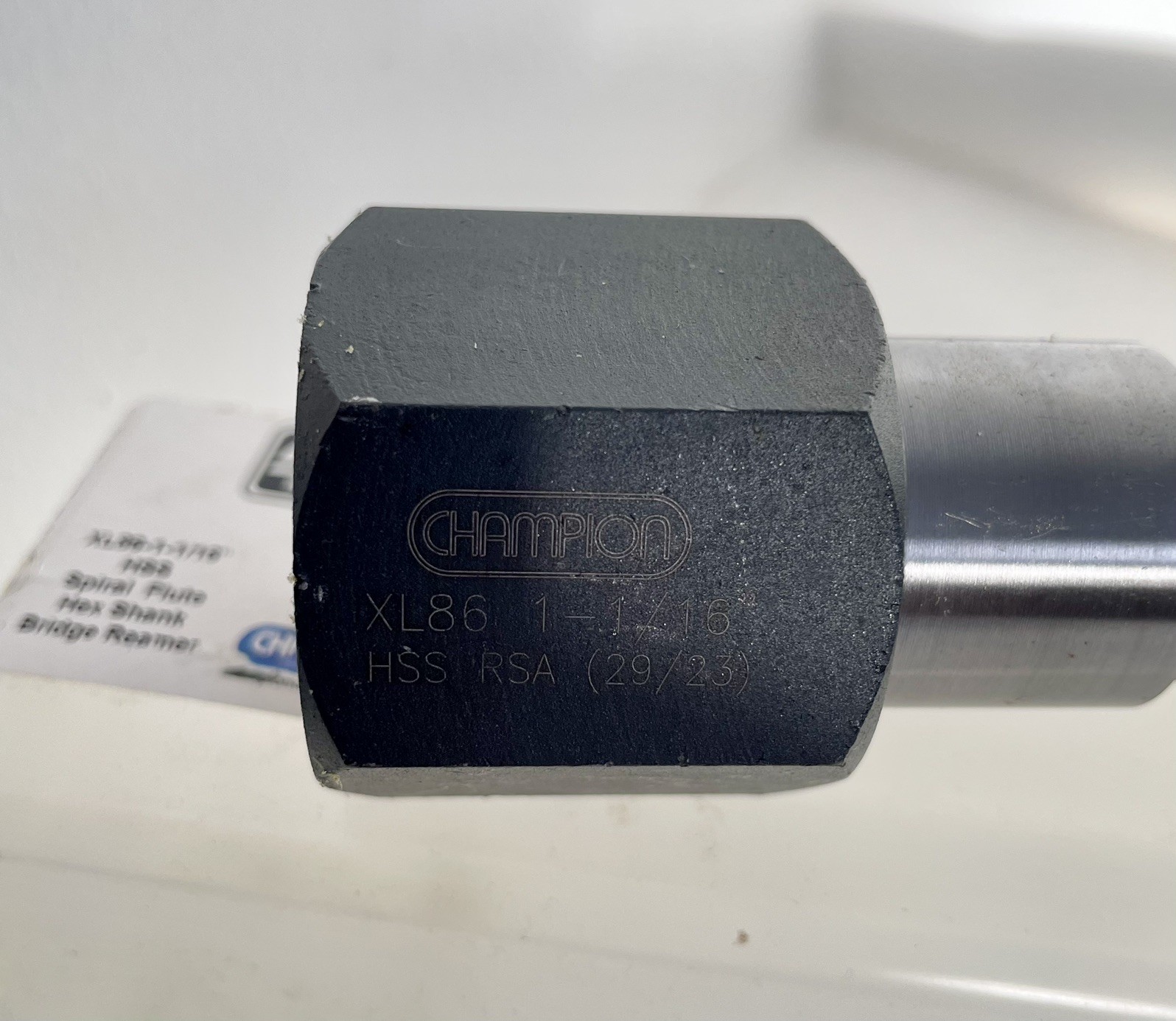 CHAMPION BRUTE PLATINUM SPIRAL FLUTE HEX SHANK BRIDGE REAMER XL86 1-1/16″ NIB