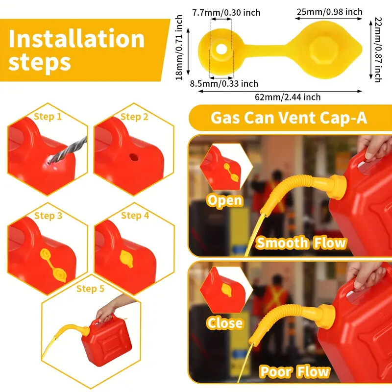 5Pcs Yellow Fuel Gas Can Jug Vent Cap Blitz Scepter Essence Midwest Eagle