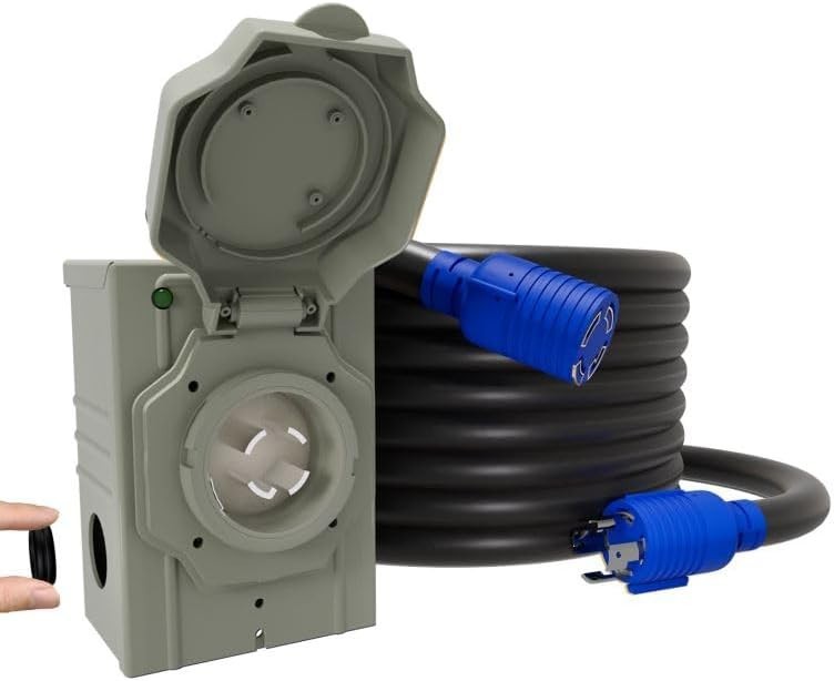 50AMP 10ft Generator Cord with Pre-drilled Power Inlet Box for Safeguarded Power