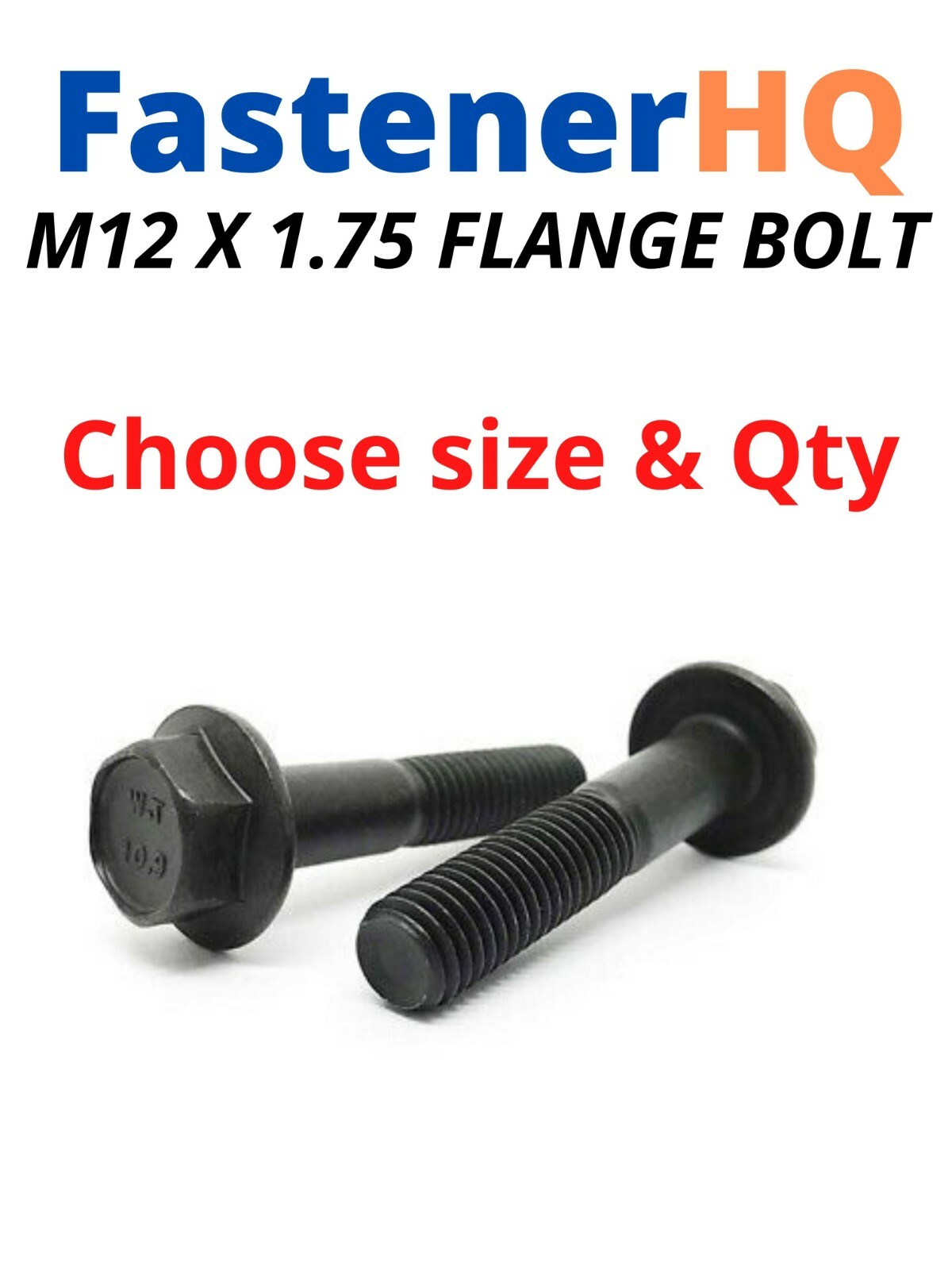 (Choose Length & Qty’s) M12-1.75 Grade 10.9 Metric Flange Bolts Black Phos & Oil