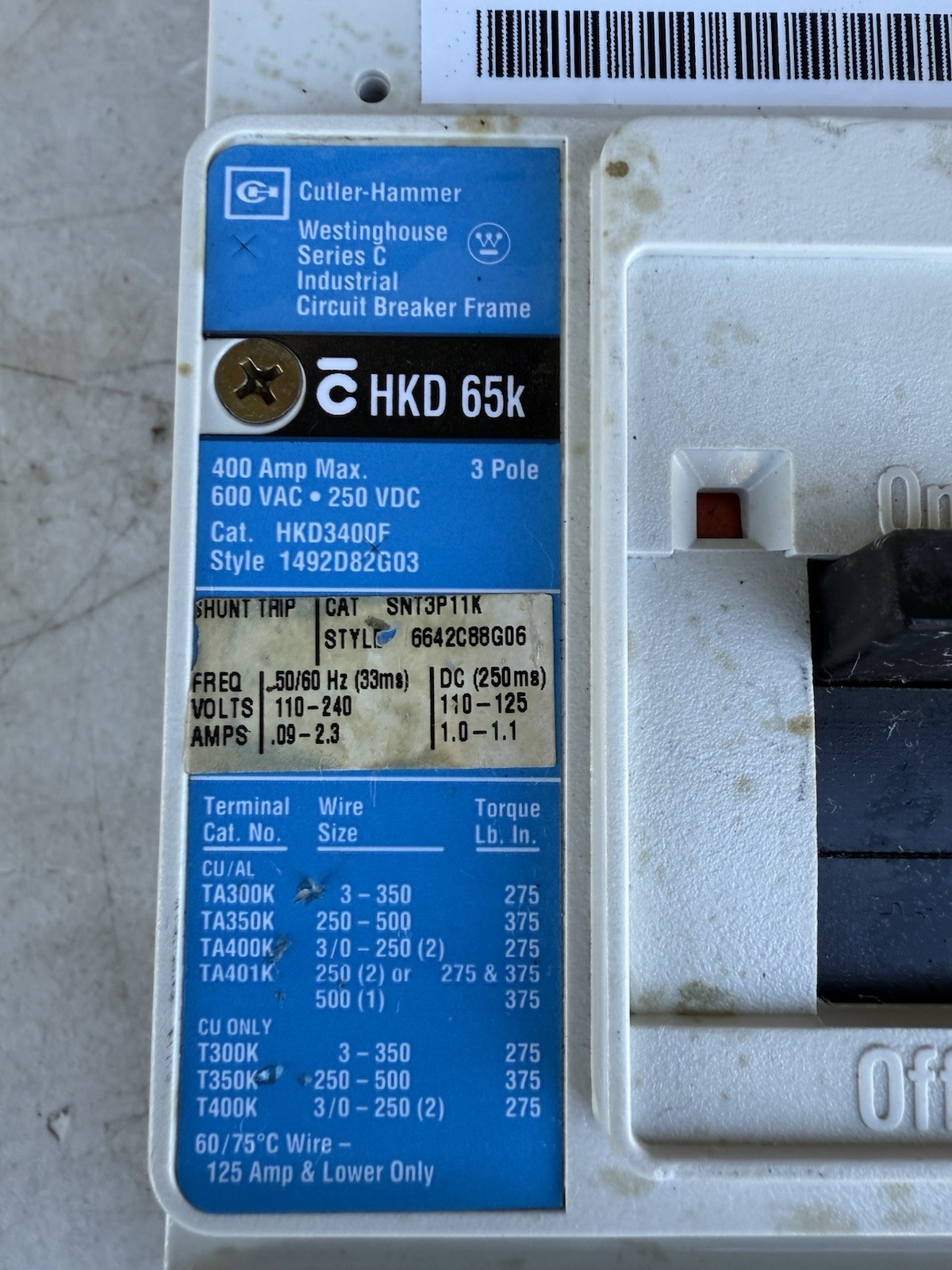 HKD 65K Circuit Breaker Westinghouse (CUTLER HAMMER)