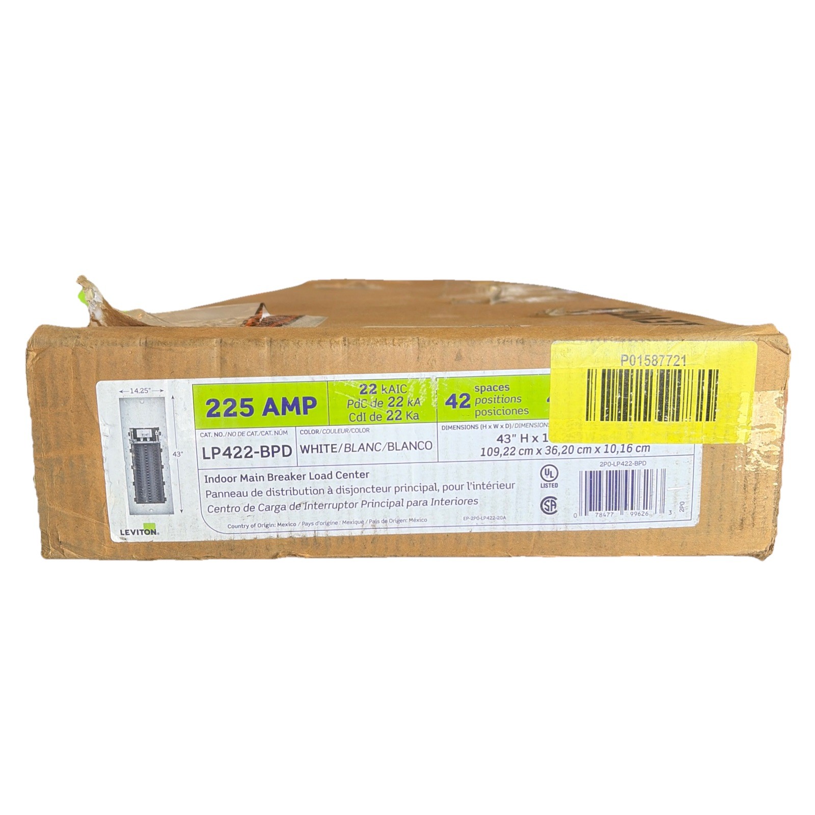 Leviton 225 Amp 42/42 Main Breaker Indoor Load Center LP422-BPD White